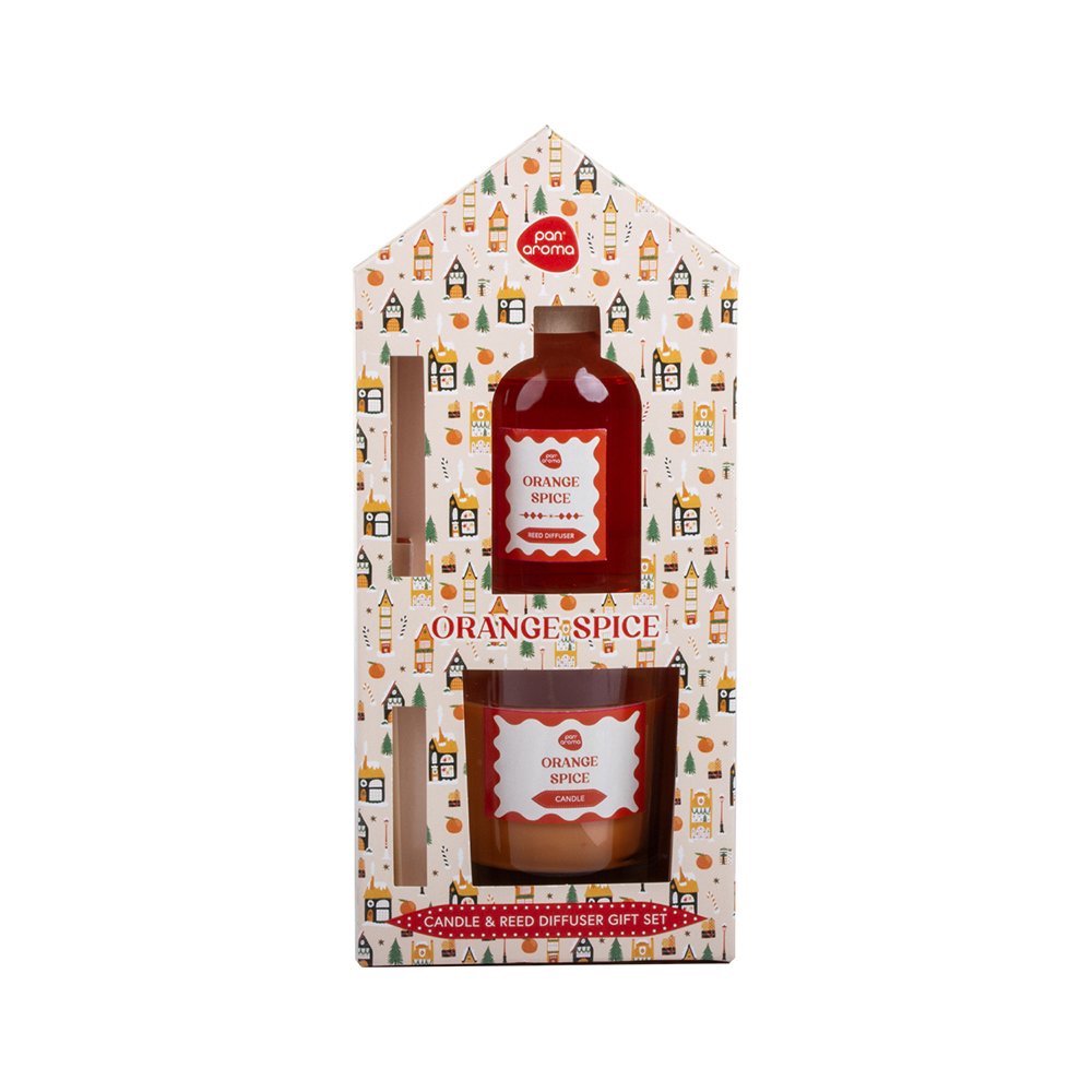 Pan Aroma Orange Spice Reed Diffuser & Candle Gift Set
