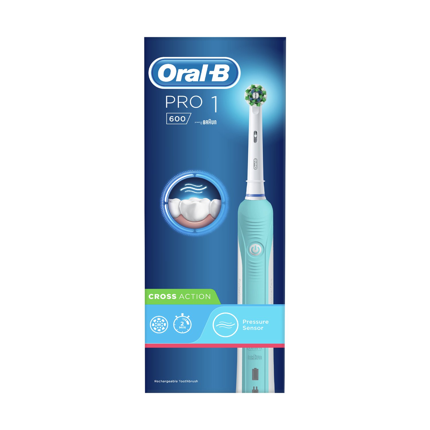 Oral B Pro 1 600 Cross Action Turquoise Design Electric Toothbrush