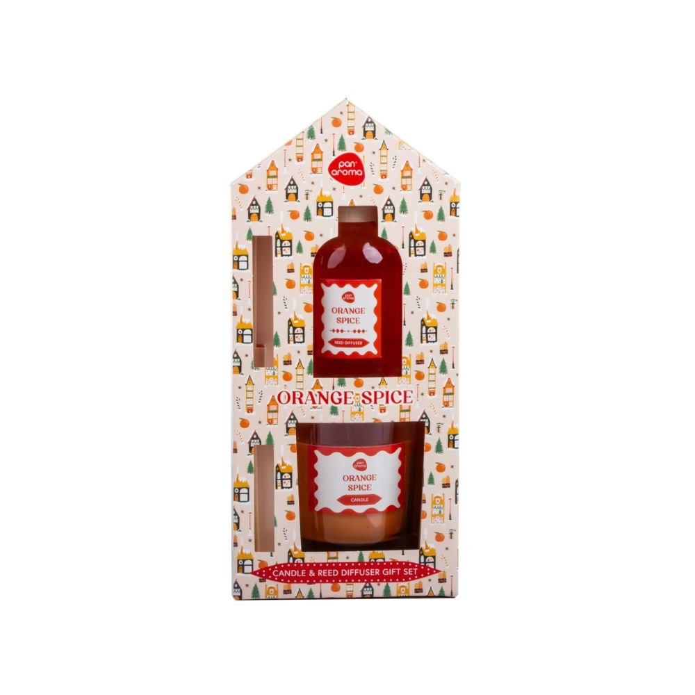 Pan Aroma Orange Spice Reed Diffuser & Candle Gift Set